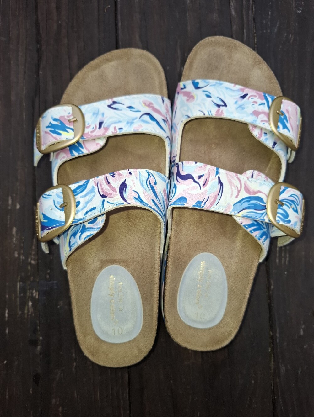 Simply Southern Double Buckle Cork Slide Platform Sandals Size 10